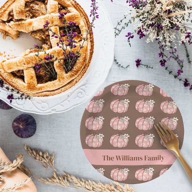 Pink Pumpkin Harvest Erntedank Dinner Pappteller (Von Creator hochgeladen)