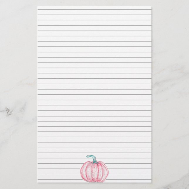 Pink Pumpkin Herbst Herbst Porzellanpuppe Briefpapier (Vorderseite)