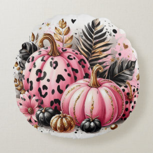 Pink Pumpkin Maximalist Rundes Kissen