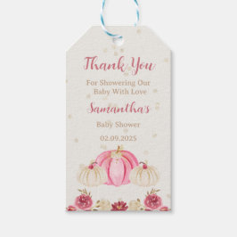 Pink Pumpkin mit Burgundy Floral Gefälligkeitstags Geschenkanhänger