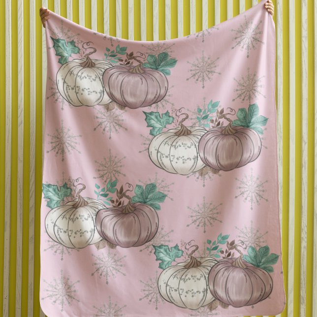 Pink Pumpkin Patch Glitzer Herbst Fleecedecke (Von Creator hochgeladen)