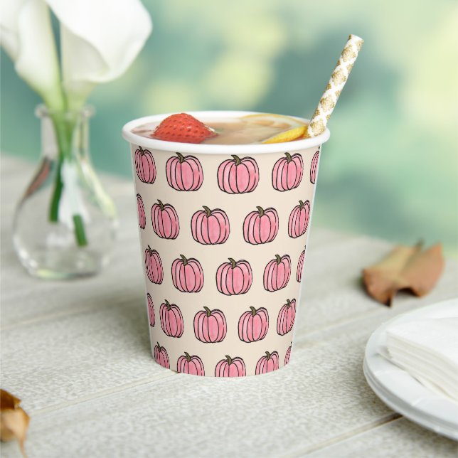 Pink Pumpkin Pattern Pappbecher (In Situ)