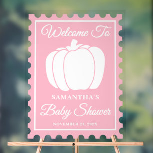 Pink Pumpkin Postage Briefmarke Baby Dusche Willko Acrylschild