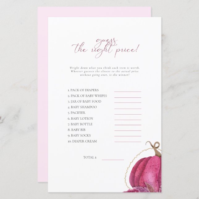 Pink Pumpkin rät das Price Baby Duschspiel (Vorne/Hinten)