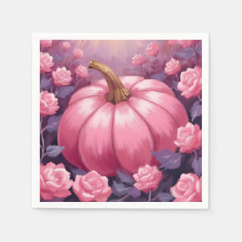 Pink Pumpkin Rose BlumenHalloween Erntedank Serviette