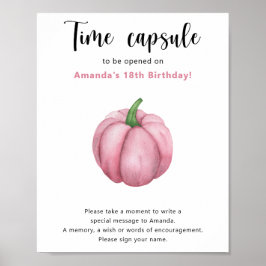Pink Pumpkin Time Kapsel 1. Geburtstag Poster