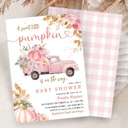 Pink Pumpkin Truck Baby Shower Girl Little Pimpkin Einladung