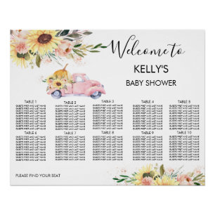 Pink Pumpkin Truck Baby Shower Seekarte Poster