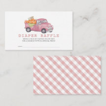 Pink Pumpkin Truck Gingham Diaper Raffle Ticket