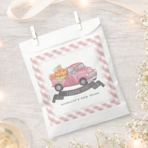 Pink Pumpkin Truck Gingham Girl Babydusche Geschenktütchen