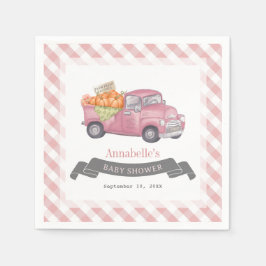 Pink Pumpkin Truck Gingham Girl Babydusche Serviette