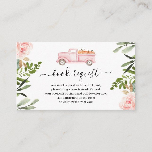 Pink Pumpkin Truck Kinderdusche Buchanfrage Begleitkarte (Vorderseite)