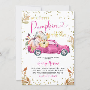 Pink Pumpkin Truck Kinderdusche Einladung