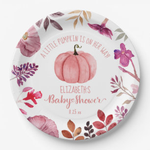 Pink Pumpkin und Blume Girl Baby Dusche Pappteller