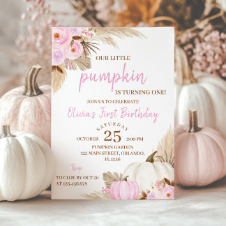 Pink Pumpkin wandelt einen Geburtstag Einladung