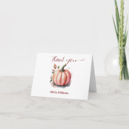 Pink Pumpkin Watercolor boho baby boy shower Dankeskarte