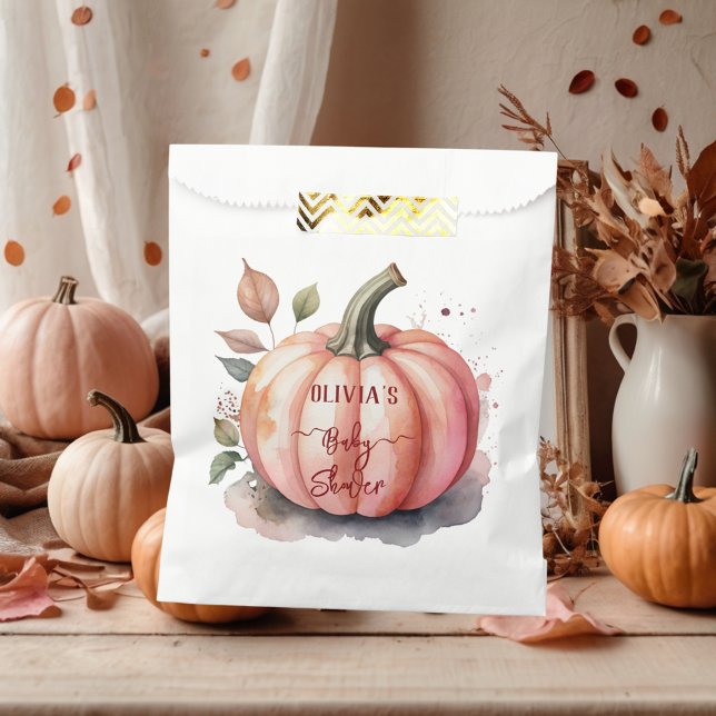 Pink Pumpkin Watercolor Boho Baby Girl Dusche Geschenktütchen (Von Creator hochgeladen)