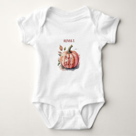Pink Pumpkin Watercolor Boho Baby Girl Shower Baby Strampler