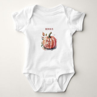 Pink Pumpkin Watercolor Boho Baby Girl Shower Baby Strampler