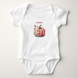 Pink Pumpkin Watercolor Boho Baby Girl Shower Strampler