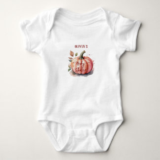 Pink Pumpkin Watercolor Boho Baby Girl Shower Strampler