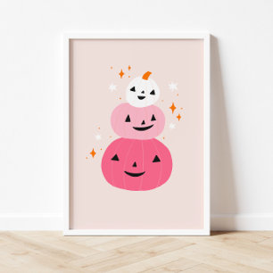 Pink Pumpkins Halloween Poster