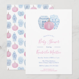 Pink Pumpkins Preppy Little Girl Baby Dusche Einladung