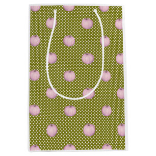 Pink Pumpkins Sage Green Niedlich Polka Docks Mittlere Geschenktüte