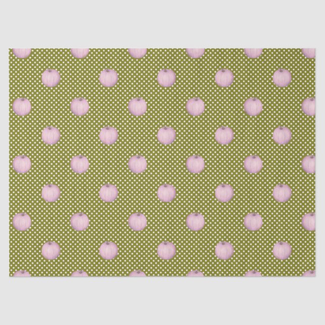 Pink Pumpkins Sage Green Niedlich Polka Docks Seidenpapier (Vorderseite)
