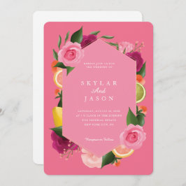 Pink Punch Wasserfarbe Fruchtzitrus Floral Pink Einladung