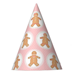 Pink Punkt Gingerbrei Cookie Party Hat Partyhütchen