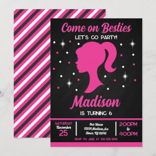 Pink Puppe Besties Modeparty Geburtstag  Einladung