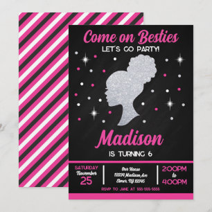 Pink Puppe Besties Modeparty Geburtstag Einladung