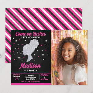 Pink Puppen Besties Mode Party Foto Geburtstag Einladung