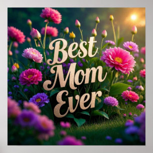 Pink Pupple Blume Beste Mama je Poster
