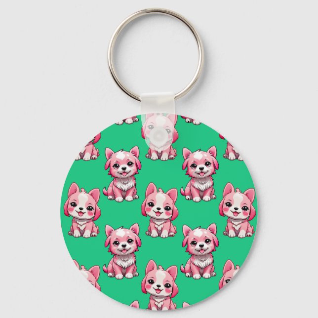 Pink Puppy Dodge Design - Green Schlüsselanhänger (Vorderseite)