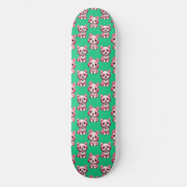 Pink Puppy Dodge Design - Green Skateboard (Vorderseite)