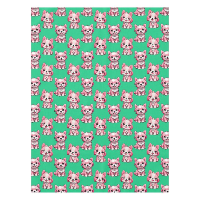 Pink Puppy Dodge Design - Green Tischdecke (Vorderseite)