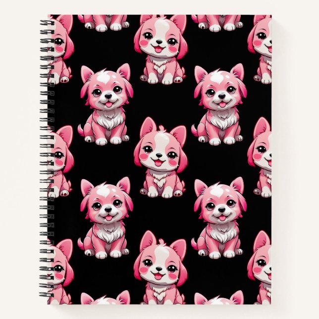 Pink Puppy Dodge Design - Schwarz Notizbuch (Vorderseite)