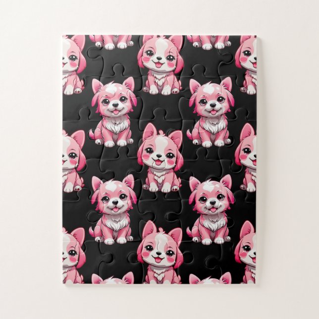 Pink Puppy Dodge Design - Schwarz Puzzle (Vertikal)