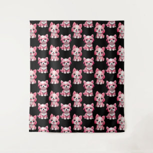 Pink Puppy Dodge Design - Schwarz Wandteppich