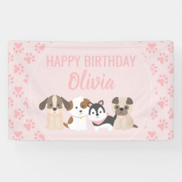 Pink Puppy Geburtstagsbanner Banner
