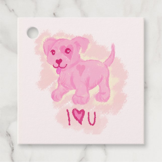 Pink Puppy Geschenkanhänger (Vorderseite)