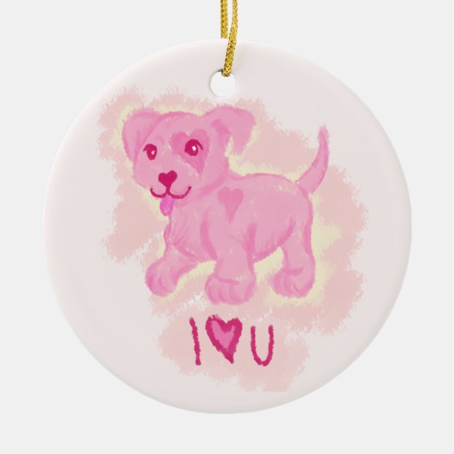 Pink Puppy Keramik Ornament (Vorne)