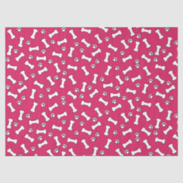 Pink Puppy Paw Prints and Bones New Dog Birthday Seidenpapier