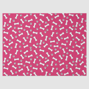 Pink Puppy Paw Prints and Bones New Dog Birthday Seidenpapier
