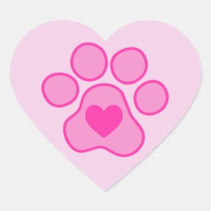 Pink Puppy Paws Heftaufkleber Herz-Aufkleber