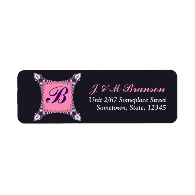 Pink+Pupulle Art Lace Monogram Address Label (Vorne)