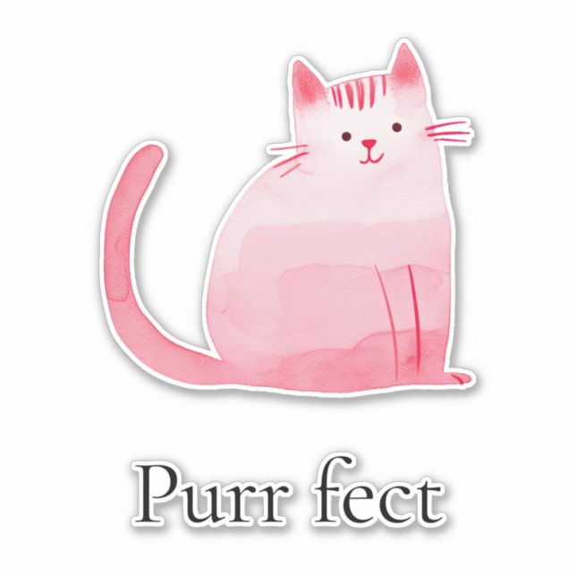 Pink Purffect Cat Aufkleber (Vorderseite)