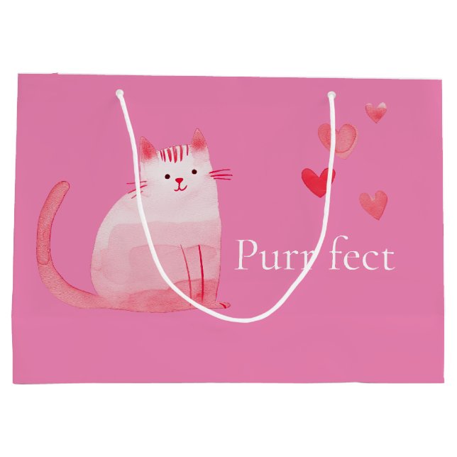 Pink Purffect Cat Große Geschenktüte (Rückseite)